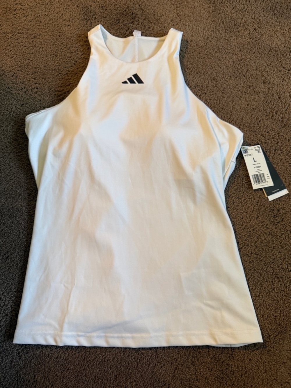 adidas White Athletic Tank Top with Black Logo